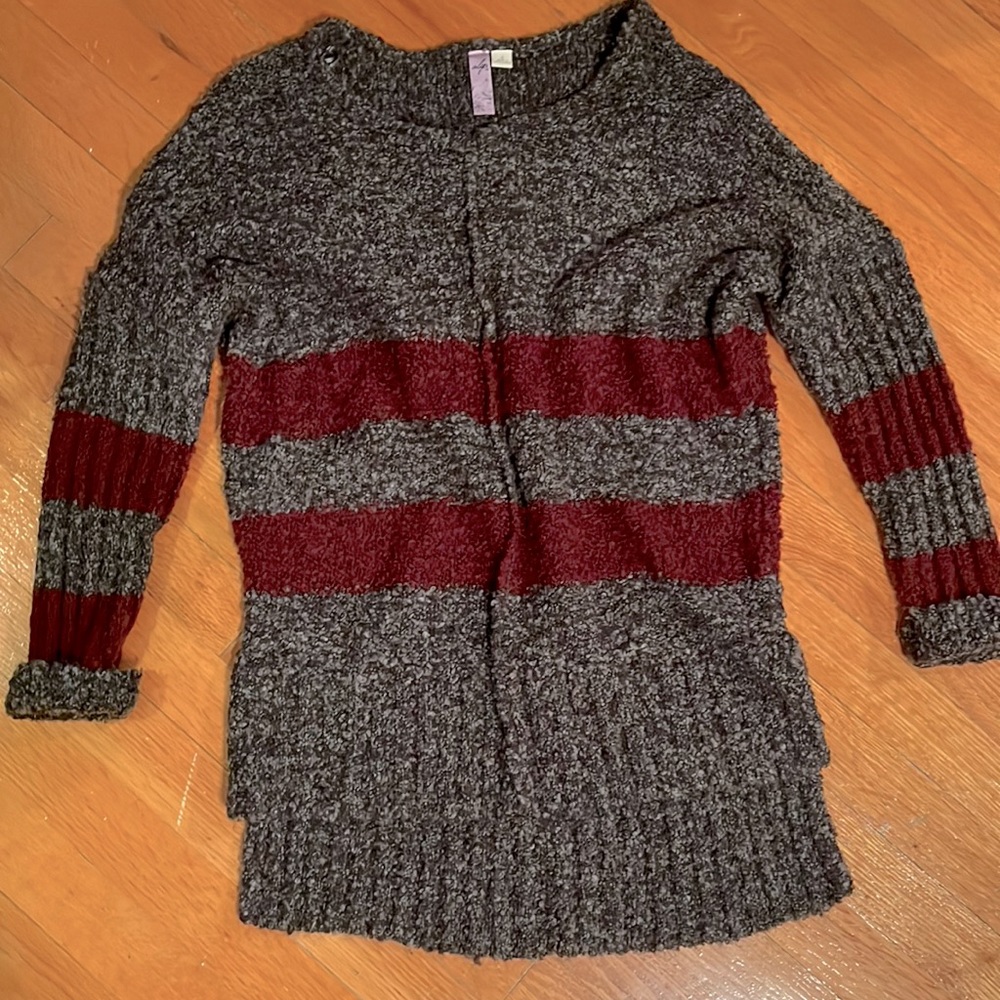 Grey and burgundy sweater